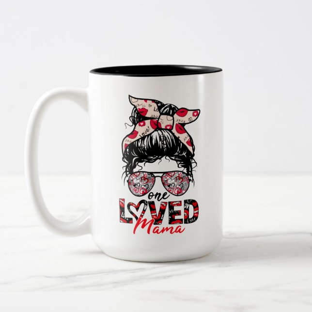 One Loved Mama Two-Tone Coffee Mug (Left)