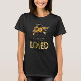 One Loved Mom Messy Bun Women Valentine's Day T-Shirt
