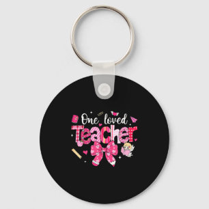 One Loved Teacher Coquette Bow Pencil Valentine Gi Keychain