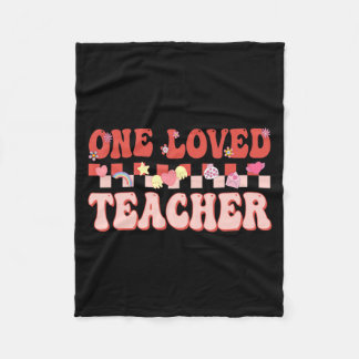 One Loved Teacher Happy Valentines Day Retro Groov Fleece Blanket