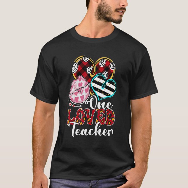 One Loved Teacher Kissing Heart Funny Valentine's  T-Shirt (Front)