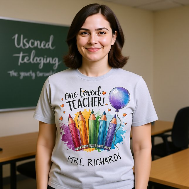 One Loved Teacher Personalised Thank You Gift T-Shirt (One Loved Teacher Personalised Thank You Gift T-Shirt)