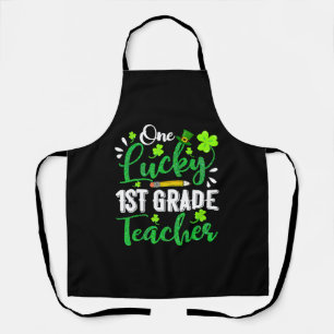 One Lucky 1st Grade Teacher Pencil Shamrock St Pat Apron
