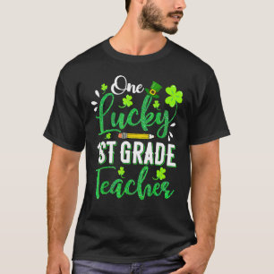 One Lucky 1st Grade Teacher Pencil Shamrock St Pat T-Shirt