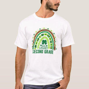 One Lucky 2Nd Grade Teacher Rainbow Leopard St Pat T-Shirt