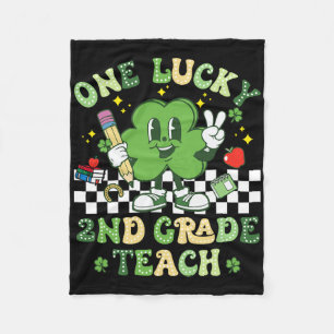 One Lucky 2nd Grade Teacher Shamrock St Patricks D Fleece Blanket