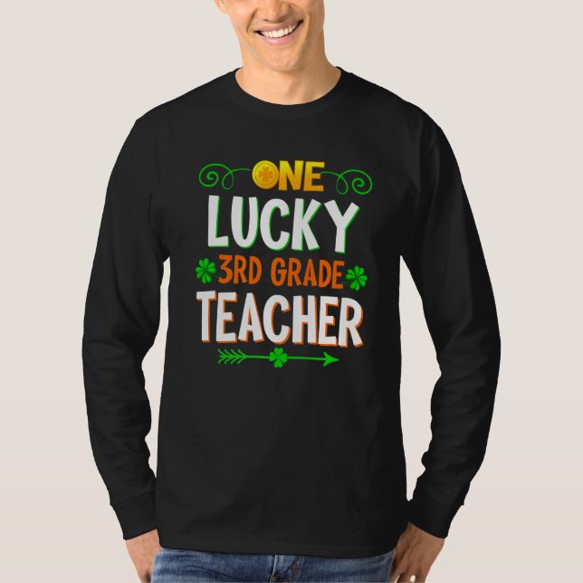 One Lucky 3rd Grade Teacher Leopard St Patricku201 T-Shirt (Front)