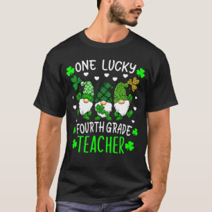 One Lucky 4th Fourth Grade Teacher Gnome St Patric T-Shirt
