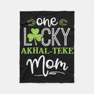 One Lucky Akhal-teke Horse Mom Irish Horseback Rid Fleece Blanket