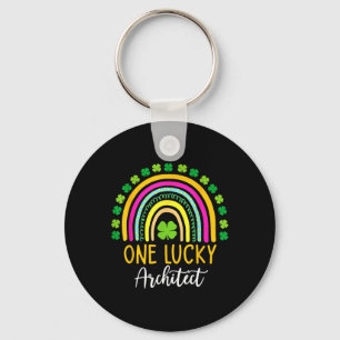 One Lucky Architect St Patrick Day Shamrocks Keychain