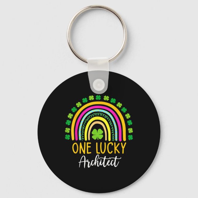 One Lucky Architect St Patrick Day Shamrocks  Keychain (Front)