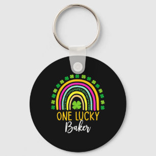 One Lucky Baker St Patrick Day Shamrocks Keychain