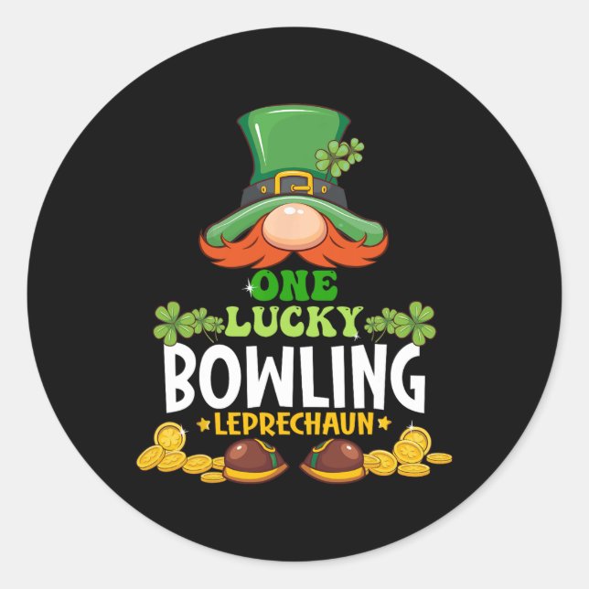 One Lucky Bowling Leprechaun St. Patricks Day  Classic Round Sticker (Front)