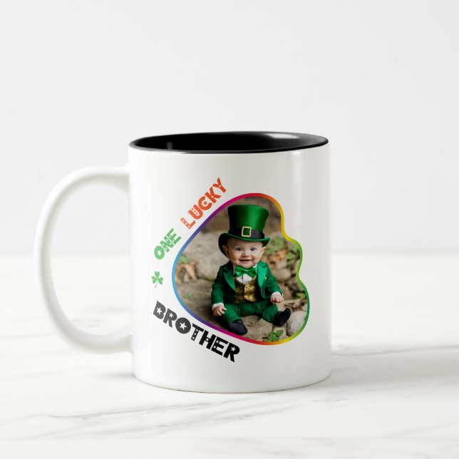 One Lucky Brother - Irish Pub Trivia Night Two-Tone Coffee Mug (Left)