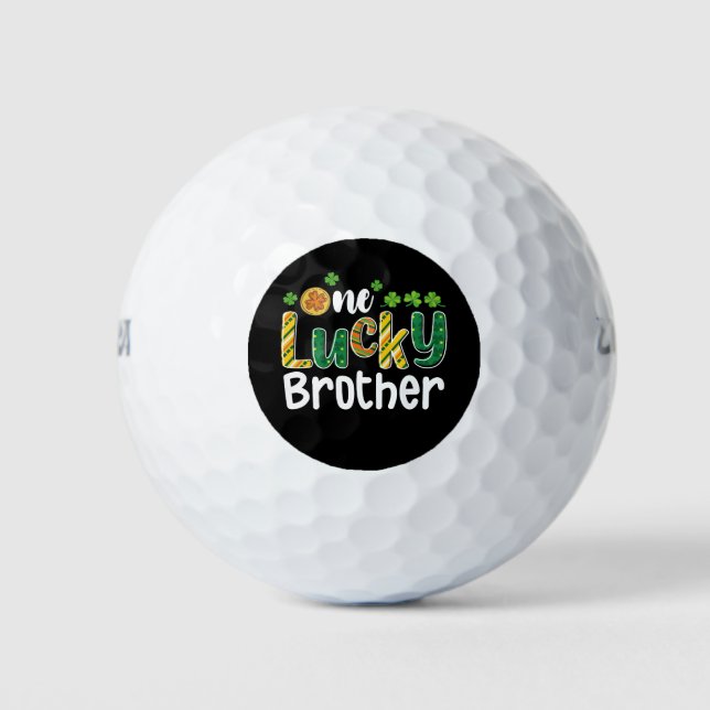 One Lucky Brother Matching Family St Patrick's Day Golf Balls (Front)