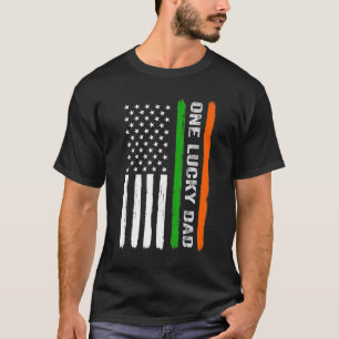 One Lucky Dad Irish American Flag Ireland St Patri T-Shirt