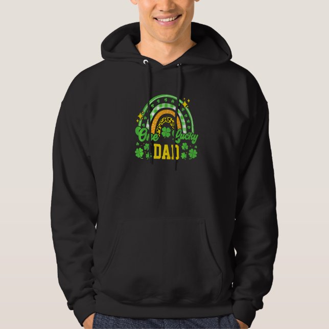 One Lucky Dad Leopard Print Rainbow   Hoodie (Front)