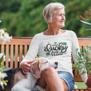 One Lucky Dog Mama Clover Paw White Long Sleeve T-Shirt