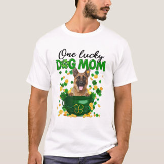 One Lucky Dog Mom Funny German Shepherd Mom St Pat T-Shirt