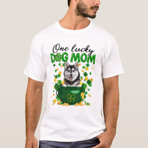 One Lucky Dog Mom Funny Husky Mom St Patricks Day T-Shirt