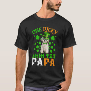 One Lucky Dog Papa CREAM Shih Tzu Dad St Patricks T-Shirt