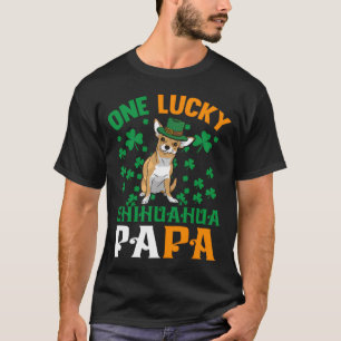 One Lucky Dog Papa Red Chihuahua Dad St Patricks D T-Shirt