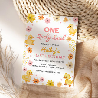 One Lucky Duck Birthday Invitation
