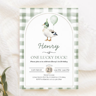 One Lucky Duck Birthday Invitation