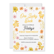 One Lucky Duck Birthday Invitation