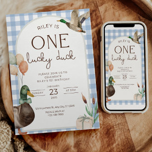 One Lucky Duck Birthday Invitation Boys First