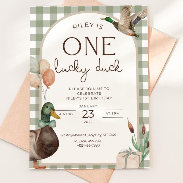 One Lucky Duck Birthday Invitation Boys First Birt (Creator Uploaded)