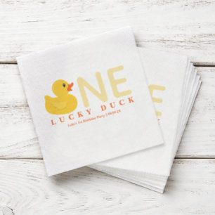 One Lucky Duck Birthday Napkins   Yellow Rubber Du