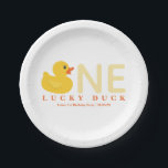 One Lucky Duck Birthday Plates | Yellow Rubber Duc<br><div class="desc">Celebrate your little one’s big day with these adorable “One Lucky Duck” birthday paper plates! Featuring a cheerful yellow rubber duck,  these plates are perfect for first birthdays,  ducky-themed parties,  or bath time celebrations. A fun and festive way to serve cake and snacks.</div>