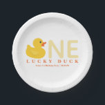 One Lucky Duck Birthday Plates | Yellow Rubber Duc<br><div class="desc">Celebrate your little one’s big day with these adorable “One Lucky Duck” birthday paper plates! Featuring a cheerful yellow rubber duck,  these plates are perfect for first birthdays,  ducky-themed parties,  or bath time celebrations. A fun and festive way to serve cake and snacks.</div>
