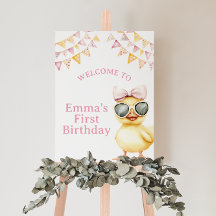 One Lucky Duck Birthday Welcome Sign
