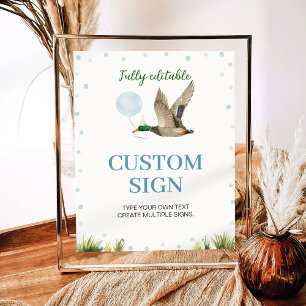 One Lucky Duck Boy Birthday Party Table Sign