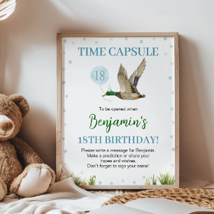 One Lucky Duck Boy Birthday Time Capsule Sign