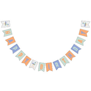 One Lucky Duck & Bubbles First Birthday Pastel Bunting Flags