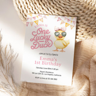 One Lucky Duck First Birthday Invitation