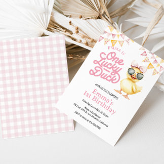 One Lucky Duck First Birthday Invitation