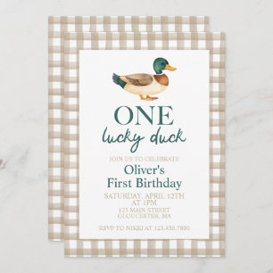 One Lucky Duck first birthday Invitation