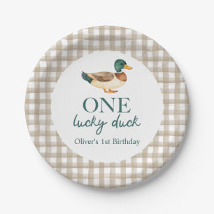 One Lucky Duck first birthday Paper Plate
