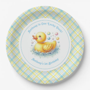 One Lucky Duck First Birthday Party Paper Plate