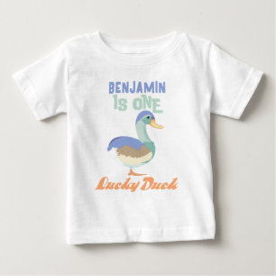 One Lucky Duck First Birthday Pastel Baby T-Shirt