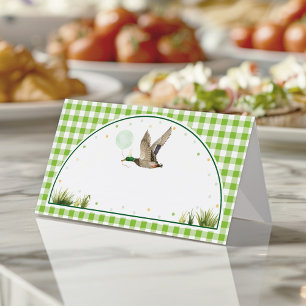 One Lucky Duck Greenery Birthday Food Tent Place Card