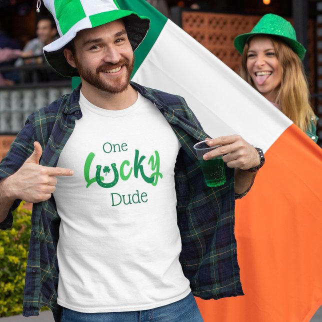 One Lucky Dude | Customizable St Patrick's Day T-Shirt (Creator Uploaded)