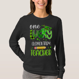 One Lucky Elementary Teacher Pencil Shamrock St Pa T-Shirt