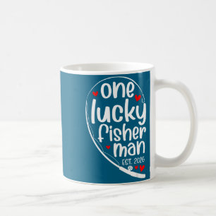 One Lucky Fisher Man 2026 Heart Valentine Matching Coffee Mug