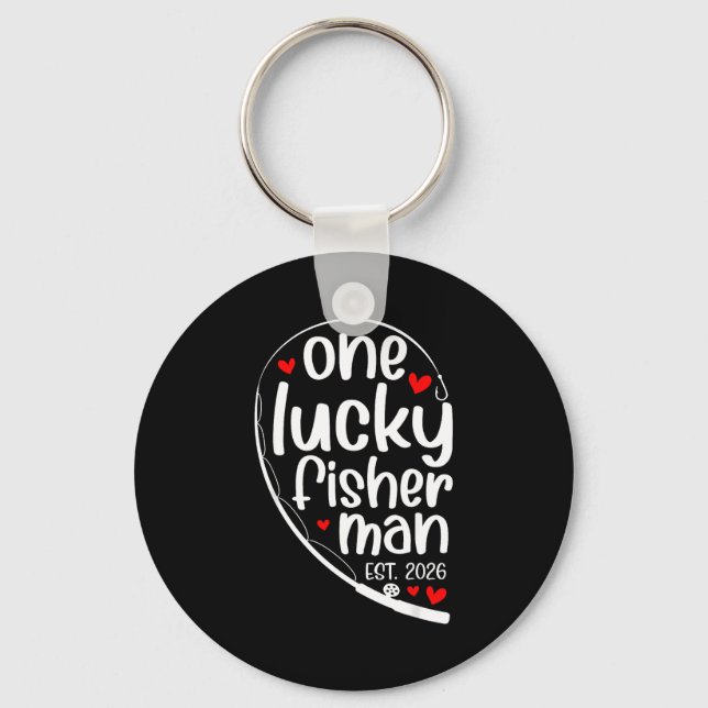 One Lucky Fisher Man 2026 Heart Valentine Matching Keychain (Front)