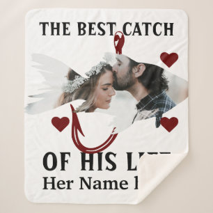 One lucky fisherman matching couple fish photo sherpa blanket